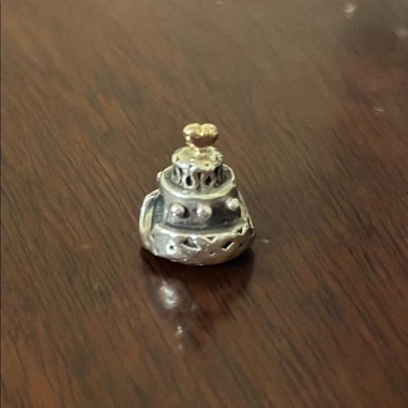 Pandora Sterling Silver and 14k Gold Wedding Cake Charm. EUC - Picture 1 of 4